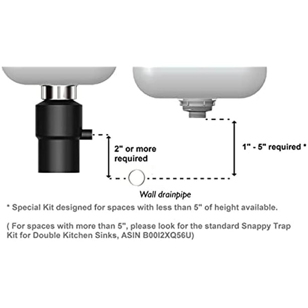 Snappy Trap Special Kit for Double Kitchen Sinks with Limited Vertical Distance between Sink