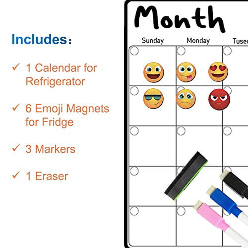 Weekly Calendar Whiteboard Bonus 6 Emoji Magnetic Dry Erase Board For Fridge 