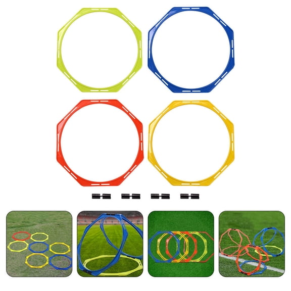 WHAMVOX Agility Rings for Training Made with Durable PP Material Assorted Color Perfect for Football Players 4Pcs