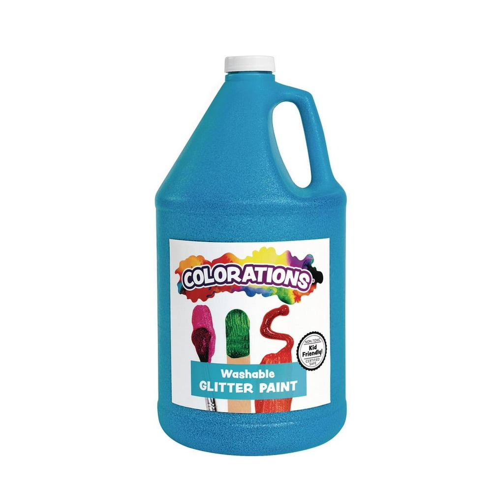 Colorations Washable Glitter Paint, Gallon, Turquoise, Non Toxic