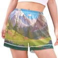 thumbnail image 2 of Women's Satin Pajama Shorts Breathtaking Mountain with Pockets, Elastic Waist Sleep Lounge Shorts, 2 of 7