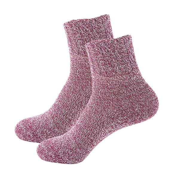 harmtty 1 Pair Middle Cut Anti-Slip Unisex Socks Super Soft Thick Knitted Crew Socks for Autumn Winter,Roseate One Size