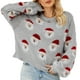 thumbnail image 1 of Suéter de punto de Papá Noel navideño para mujer, jersey divertido de manga larga con cuello redondo para otoño invierno gris XL, 1 of 9