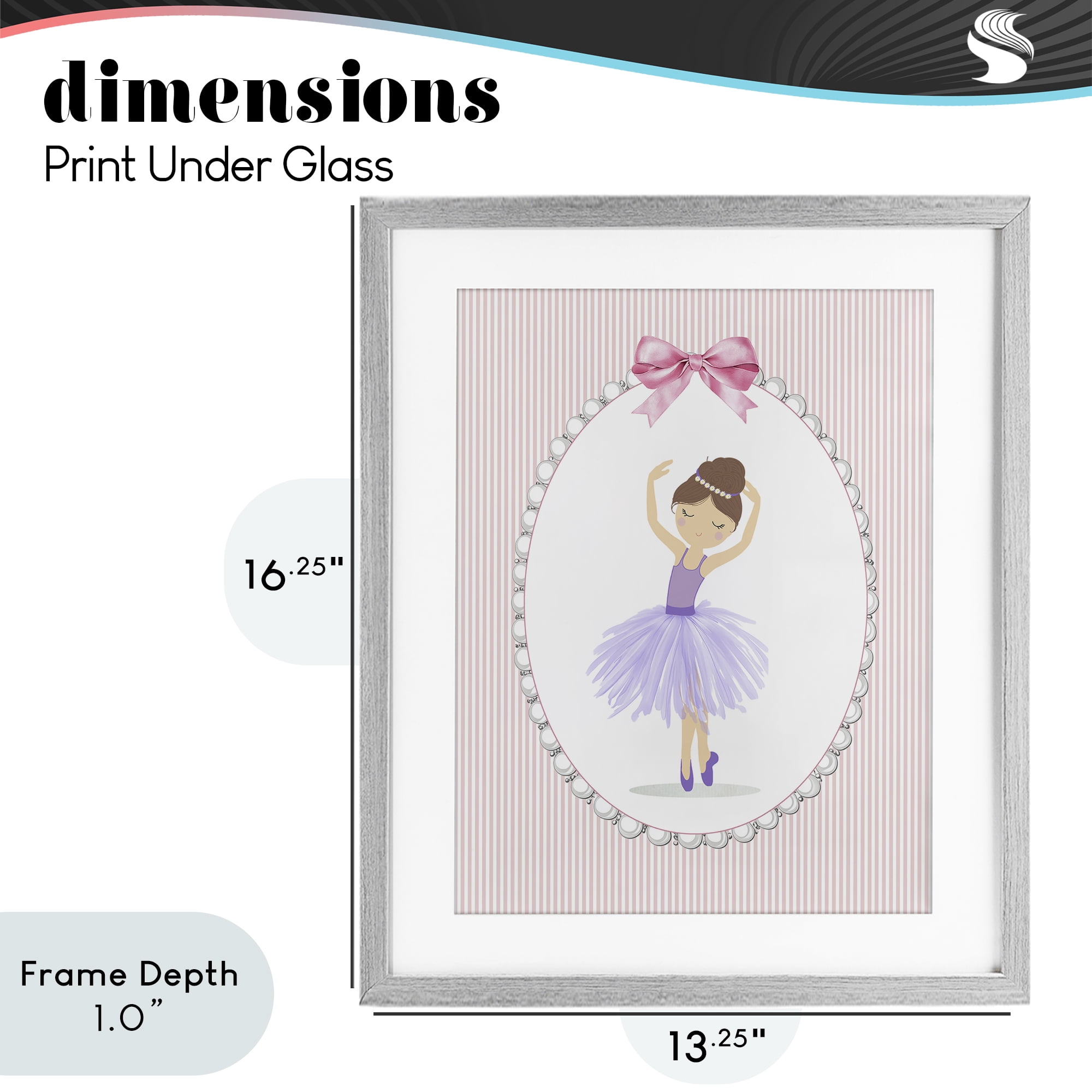 Stupell Industries Graceful Dance on Stripes Gray Framed Print Under Glass, design by Christine Simpson Art