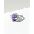 thumbnail image 2 of Sterling Silver Platinum Plated Created Alexandrite oval Halo Ring, 2 of 5