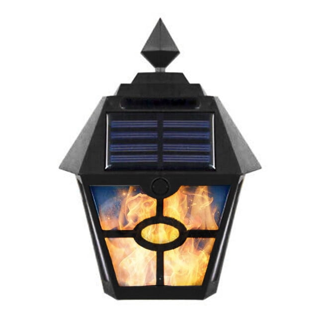 JShteea Pared Solar LED Lámpara Antorcha Llama Retro Lámpara Jardín Impermeable Al Aire Libre