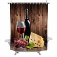 thumbnail image 2 of Vintage Farmhouse Shower Curtain for Bathroom Decor, Wine Cheese Grapes Brown Wood Grain Waterproof Fabric Shower Curtain, 60"x72" Set with 12 Hooks, 2 of 9