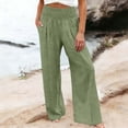 thumbnail image 3 of Wide Leg Trousers Women Casual Ruched High Waisted Comfy Pants with Pockets Summer Pants for Women, 3 of 6