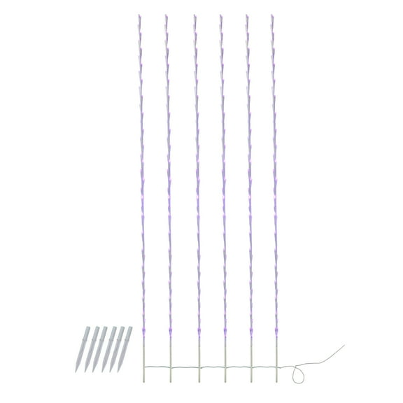 Northlight LED Lighted Branch Outdoor Christmas Lawn Stakes - Purple - 8.5' White Wire - 6ct