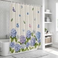 thumbnail image 5 of Hydrangeas Shower Curtain Set - 48" x 72" Washable Bathtub Curtain with 12 Hooks, Purple Floral Butterfly Leaves Beige Waterproof Fabric Stall Shower Curtains for Bathroom/Bathtub Décor, 5 of 6