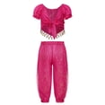thumbnail image 2 of Alvivi Kids Girls Belly Dance Outfits Sequin Tassels Crop Top with Bloomers Pants Fancy Dress Up Hot Pink 2Pcs/Set 2-3, 2 of 7