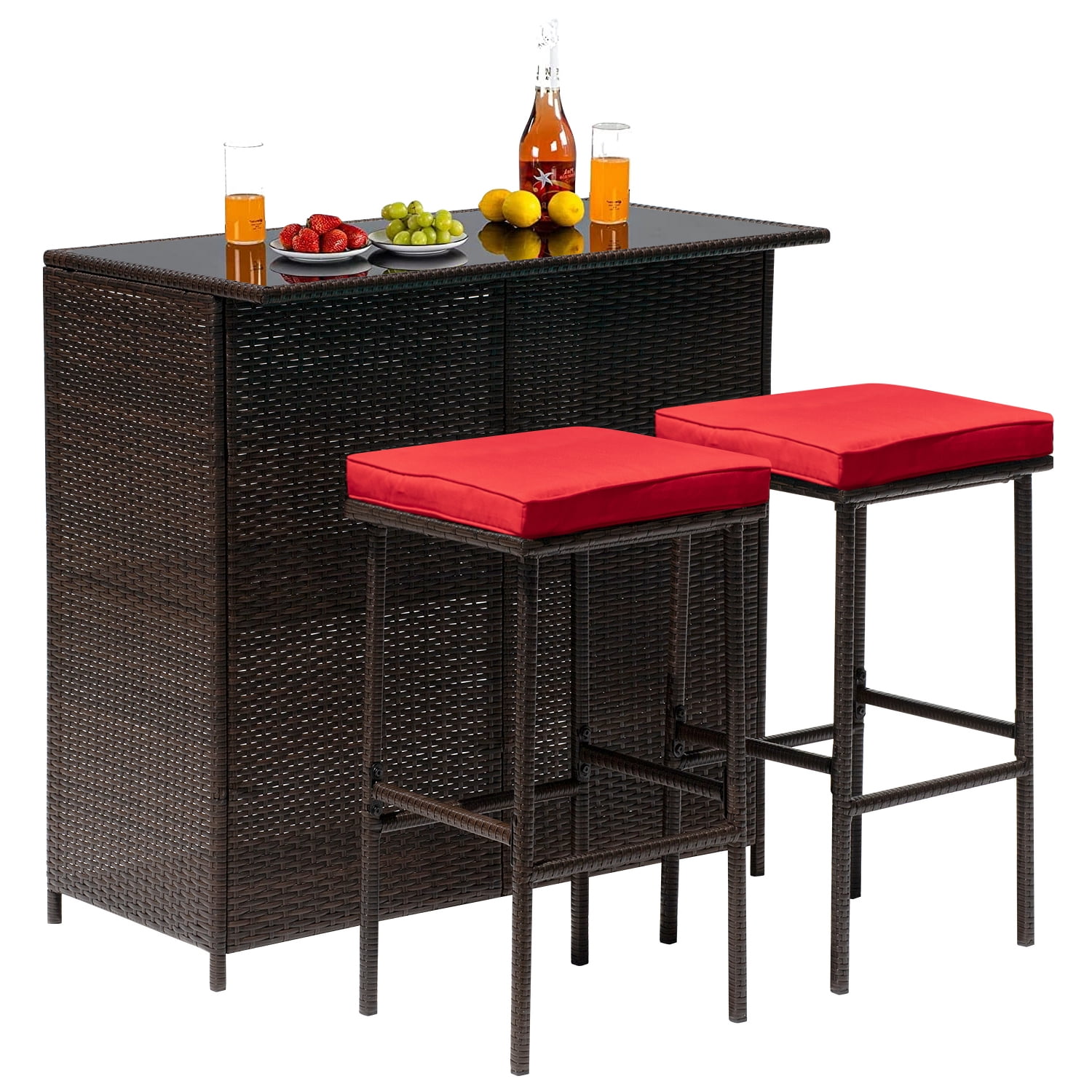 CL.HPAHKL 3PCS Outdoor Patio Bar Sets, Wicker Patio Furniture Set ...