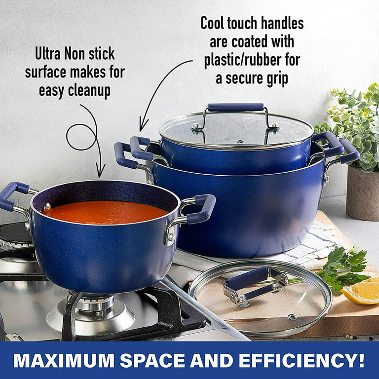 Space Saving Granite Nonstick Cookware Set Pots Pans Induction