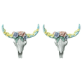 thumbnail image 1 of Escultura Cabeza Calavera Vaca Longhorn Resina para Bar Hotel Sala Estar (rosas), 1 of 3