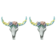 thumbnail image 1 of Escultura Cabeza Calavera Vaca Longhorn Resina para Bar Hotel Sala Estar (rosas), 1 of 3