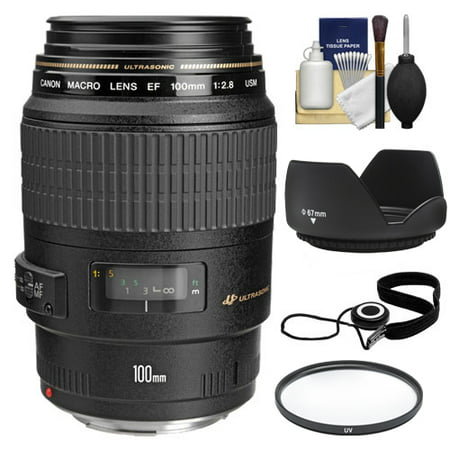 Canon EF 100mm f/2.8 Macro USM Lens with Filter + Lens Hood + Accessory Kit for EOS 6D, 70D, 5D Mark II III, Rebel T3, T3i, T4i, T5, T5i, SL1 DSLR (Best Macro Lens For Canon 5d Mark Iii)