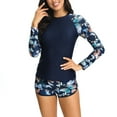 thumbnail image 5 of Women's Printed Rash Guard Long Sleeve Surfing Two Piece Swimsuits with Shorts Cozy Swimwear Beachwear, 5 of 7
