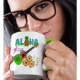 thumbnail image 2 of 3drose, Island Aloha with a Ukulele, Music Notes, and Tropical Flowers, 15oz Two-tone Green Mug, 2 of 6