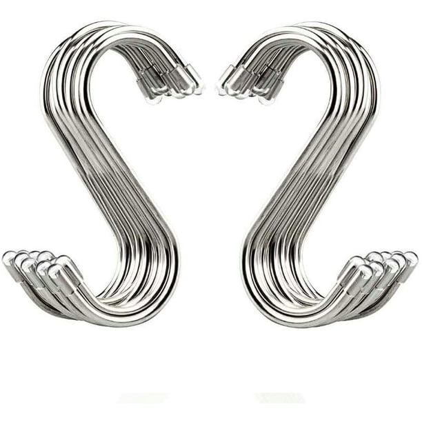 Pack de 20 Ganchos en Forma de S de Acero Inoxidable de 8.6 cm Soporte Pesado Multiusos para Cocina Baño Jardín y Taller