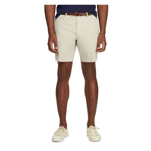POLO RALPH LAUREN Mens Hudson Beige Flat Front, Straight Fit Performance Stretch Chino Shorts 40 Waist