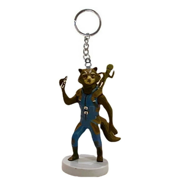 Rocket Raccoon Groot Key Ring Keychain Ornament Figure Charm Guardians Galaxy 2” New