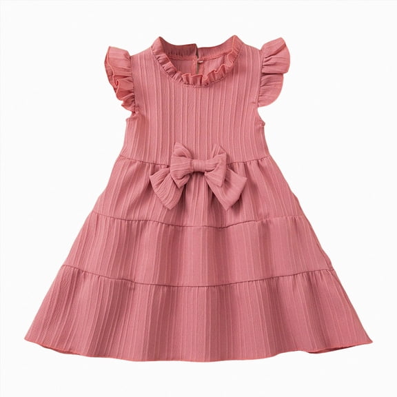 NIEWTR Toddler Baby Girl Dress Butterfly Wing Embroidery Dresses Ruffle Mesh Tulle Princess Dress Summer Clothes(A1-Pink,4-5 Years)