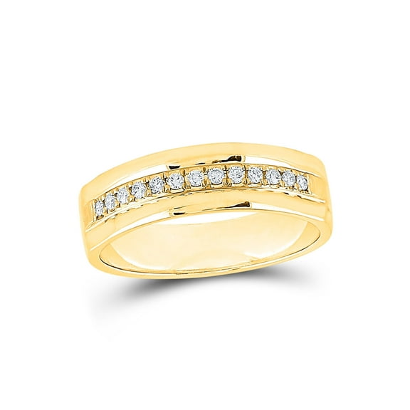 Diamond Queen 14kt Yellow Gold Mens Round Diamond Wedding Single Row Band Ring 1/5 Cttw
