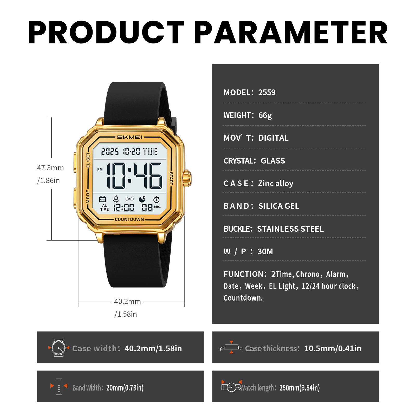 SKMEI Mens Digital Watch Sports Waterproof Outdoor Large Face Military Watches for Men with Stopwatch LED Back Ligh Alarm