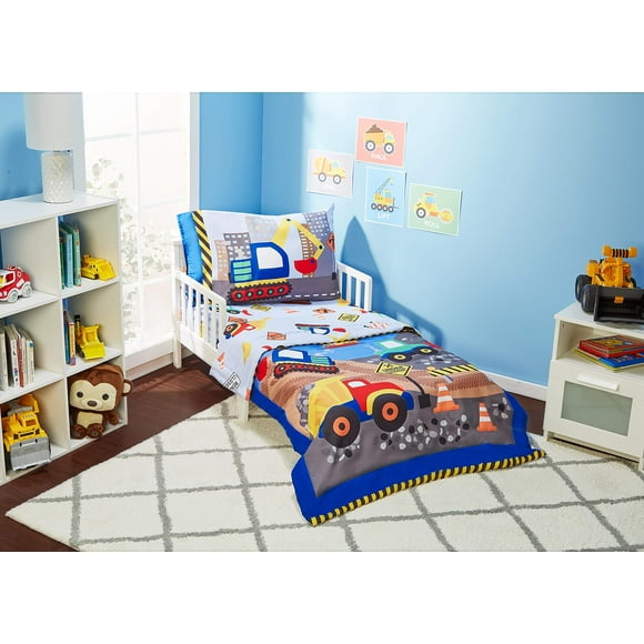 Juego de ropa de cama para niños pequeños EVERYDAY KIDS en construcción, 4 piezas