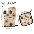 thumbnail image 2 of Yayeee Oven Mitts and Pot Holder Set of 4 Heat Resistant Kitchen Gloves Baking Hot Pad, Beige Halloween Pumpkin, 2 of 5