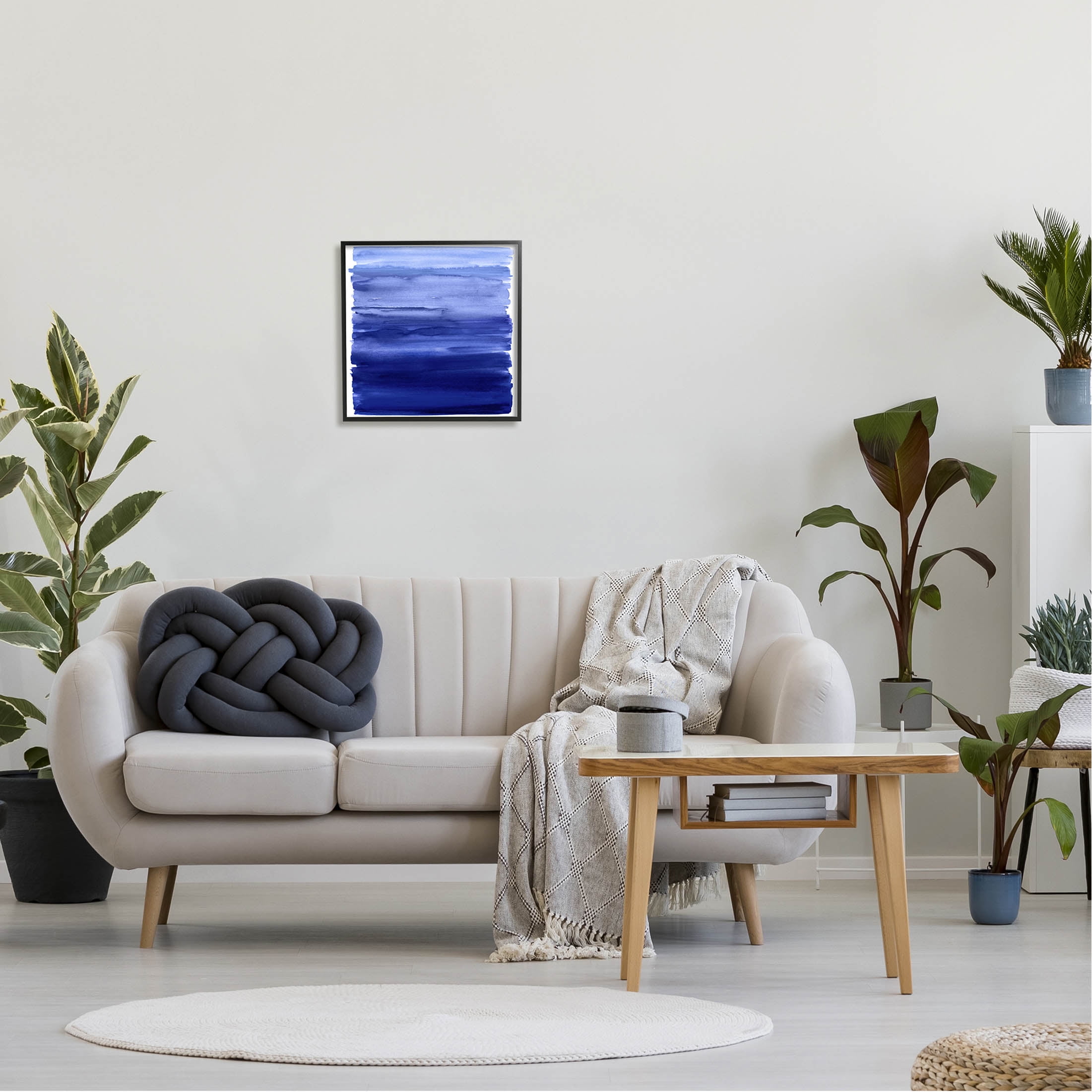 Stupell Industries Blue Gradient Brush Strokes Graphic Art Black Framed Art Print Wall Art, Design by Allie Corbin