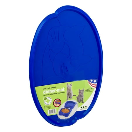 Van Ness Plastic Non-Skid Rubberized Cat Feeding Mat, Blue