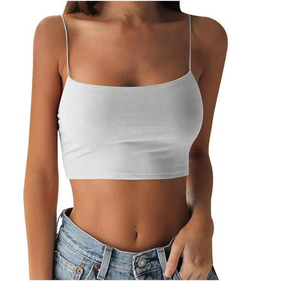iOPQO Women's Tanks Fashion Sexy Women Sleeveless Vest Ladies Solid Camis Slim Short Tank Tops White XXL