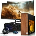 thumbnail image 1 of Restored HP Full Dark Gaming PC Desktop Computer – AMD Pro A10-9700,RX 550 Graphics,8GB RAM,256GB SSD,Dual 24 Inch Curved Monitor,RGB Keyboard with AI Copilot,Mouse,WiFi,RGB Headphone,Windows 11 (Refurbished), 1 of 9