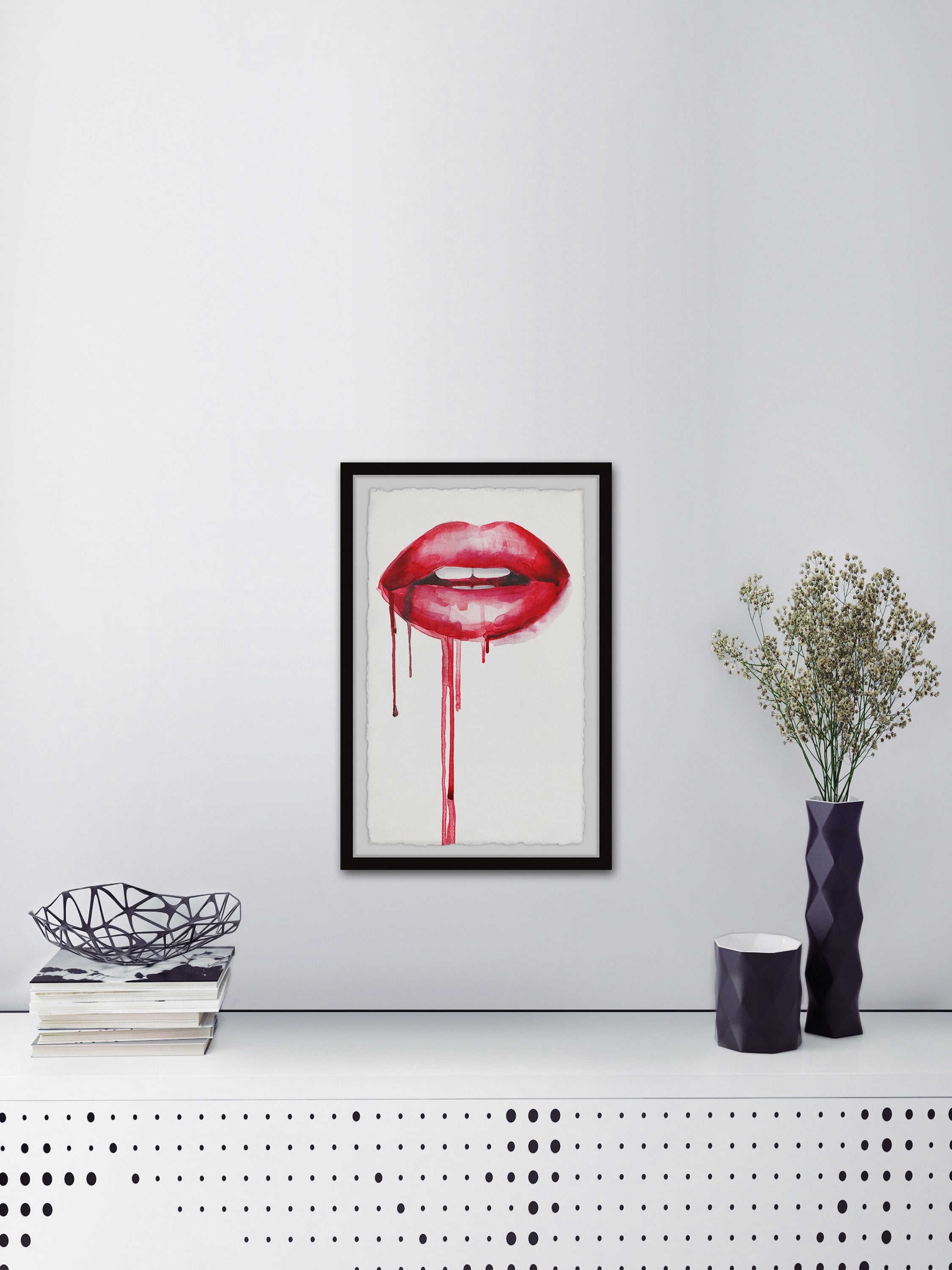 Marmont Hill "Kissable Lips" Framed Painting Art Print, 16.00" x 1.50"
