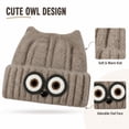 thumbnail image 4 of Women's Owl Ear Knit Beanie Hat Cute Animal Face Winter Warm Knitted Cap Fuzzy Lined Ski Hat for Fall Winter, 4 of 5