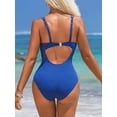 thumbnail image 6 of Sociala Ribbed V Neck One Piece Swimwear for Womens Double Straps Bath Suit, 6 of 6