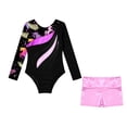 thumbnail image 4 of Alvivi Girl Long Sleeve Leotard for Dance Gymnastics Ballet One Piece Unitard with Sparkly Shorts  6, 4 of 7
