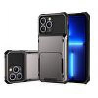 FIEWESEY for iPhone 14 Phone Case,Wallet Card Holder ID Slot Flip Door Hidden Pocket Anti-Scratch Hybrid Bumper Protective Cover for iPhone 14-Gray