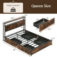 thumbnail image 3 of Gymax Queen Size LED Bed Frame w/2-Tier Storage Headboard & 4 Drawers Charging Station, 3 of 10