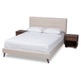 thumbnail image 4 of Baxton Studio Maren Mid-Century Modern Beige Fabric Upholstered Full Size Platform Bed with Two Nightstands, 4 of 11