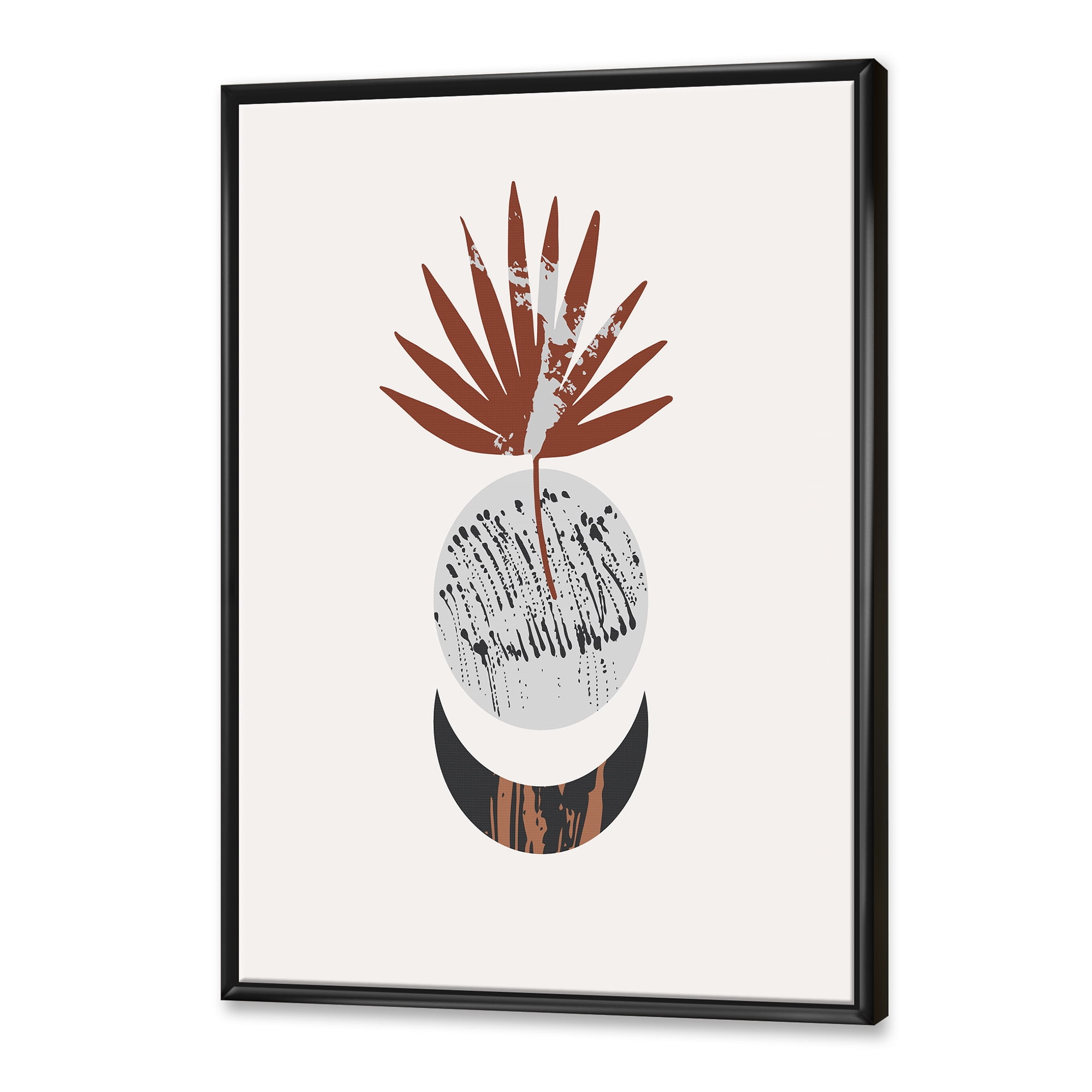 Designart 'Sun and Moon Shapes In Retro Terracotta Tones V' Modern Framed Canvas Wall Art Print