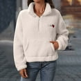 thumbnail image 2 of XPMWRP Womens Half Zip Sherpa Fleece Pullover Oversized Sweatshirt Warm Fuzzy Sweater Cropped Long Sleeve Outerwear White XL, 2 of 7