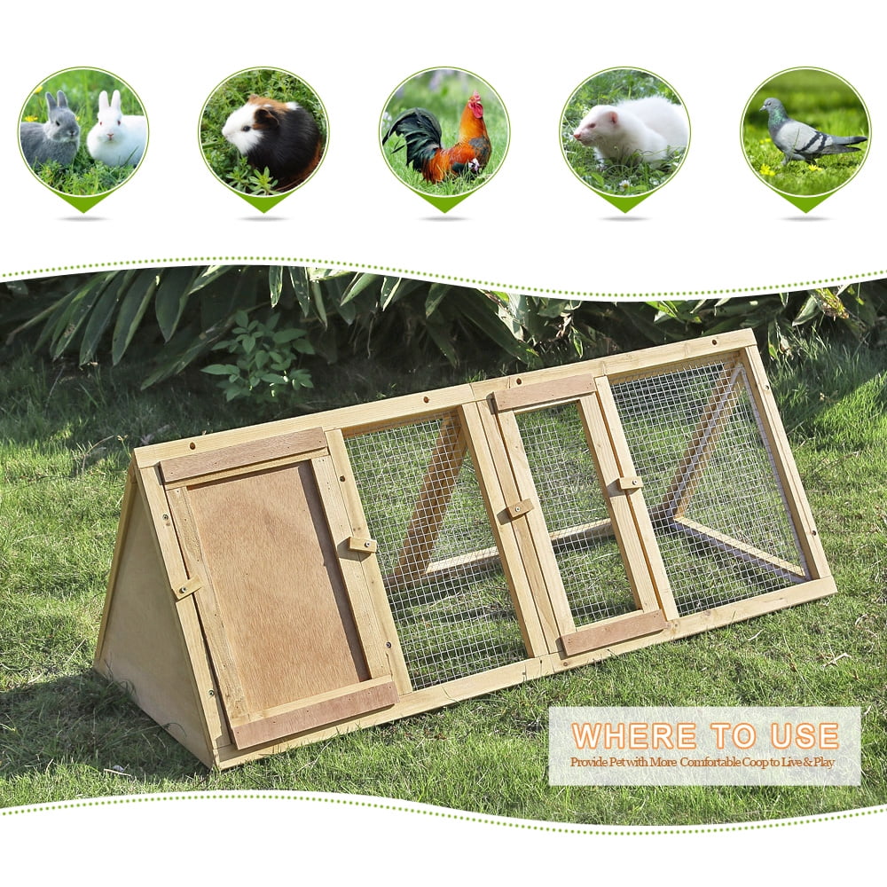 iKayaa Multi-use Outdoor Triangle Wooden Rabbit Hutch 