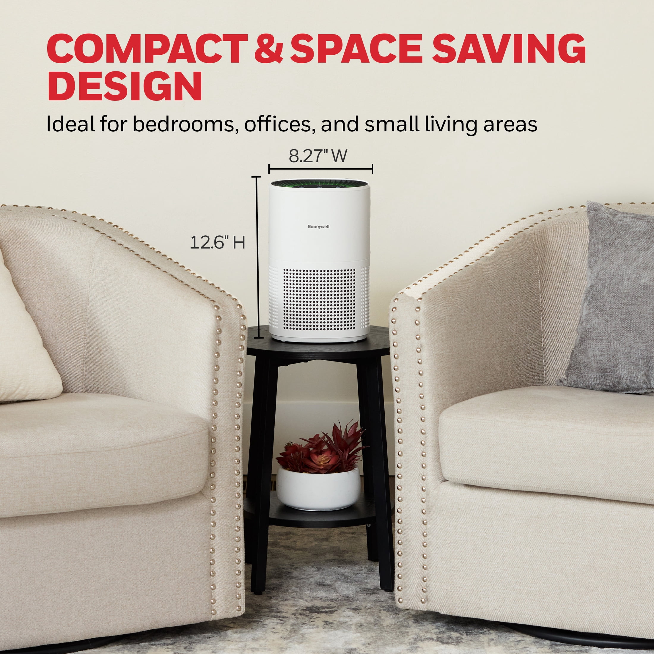 Honeywell Allergen Plus 818 Sq. Ft 4-in-1 HEPA Air Purifier, White, Pet Dander, Smoke & Odor Reducer