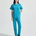 thumbnail image 5 of Kojanyu Scrubs Nursing Uniforms Women's Short Sleeve Pocket Protective Suit Set for Healthcare Professionals - Sky Blue（12）, 5 of 6