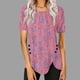 thumbnail image 5 of Blusas de Manga Corta para las Mujeres Botón Impreso Cuello Redondo Top Casual, Blusas para las Mujeres Casual, 5 of 6