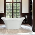 thumbnail image 2 of Transolid T4250-WH/BN Blythe Floor Mounted Tub Filler with Hand Shower in White/Brushed Nickel, 2 of 15