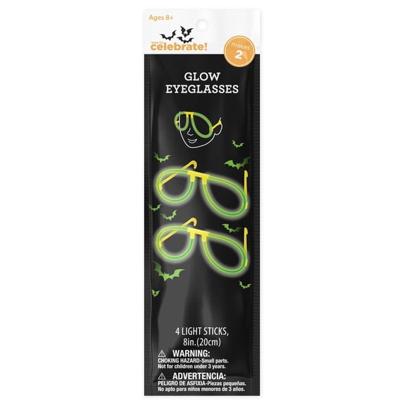 Glow Eyeglasses Party Favors, Green, 2 Count, Halloween by Way To Celebrate