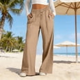 thumbnail image 2 of Nestiefly Wide Leg Linen Pants Womens Summer Loose Beach Pants for Women Vacation Lightweight Straight Leg Trousers with Pockets 2026 Brown M, 2 of 8